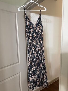 Aura Black Maxi Dress with Cream Floral Print